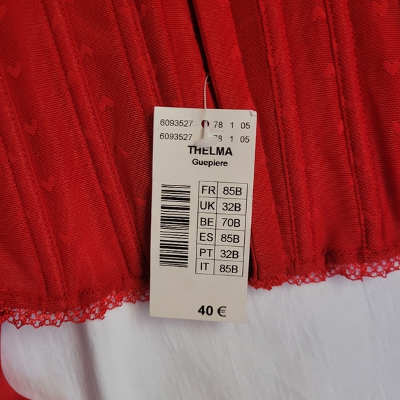 ETAM RED CORSET BUSTIER MERRY WIDOW LINGERE, SIZE 32B, NEW - Picture 7 of 10